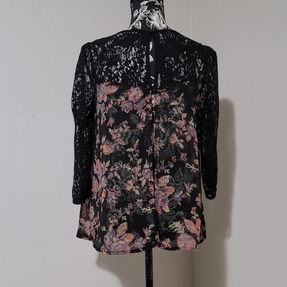 Soprano Floral Lace flowy blouse boho top S - Picture 4 of 11